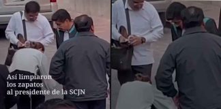 #VIDEO// Polémica previa al Aniversario de la Constitución por imagen de mujer limpiando zapatos a ministro de la SCJN