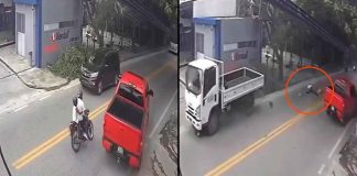 #VIDEO FUERTE // Motocicleta con un niño a bordo se estrella contra vehículo que invadió carril