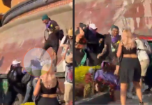 #VIDEO // Captan agresión de un hombre contra una mujer durante marcha del 8M