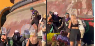 #VIDEO // Captan agresión de un hombre contra una mujer durante marcha del 8M