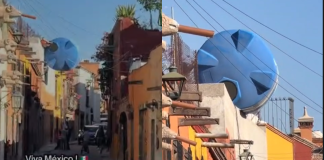 VIDEO/ Trabajadores suben enorme cisterna con escaleras en Guanajuato