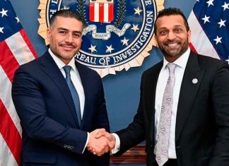 Van contra los cárteles: Harfuch sella pacto con el director del FBI