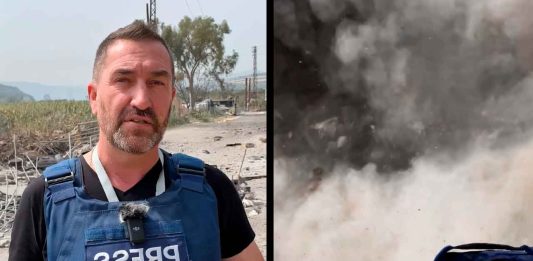 #VIDEO // Explosión en vivo: misil cae a metros de periodista durante transmisión en Beirut