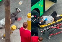 VIDEO FUERTE// Peatón resulta herido tras fuerte impacto con unidad de Transmetro