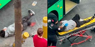 VIDEO FUERTE// Peatón resulta herido tras fuerte impacto con unidad de Transmetro