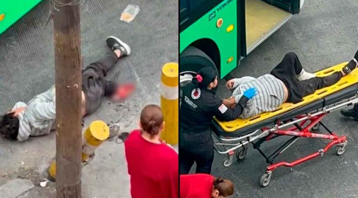 VIDEO FUERTE// Peatón resulta herido tras fuerte impacto con unidad de Transmetro