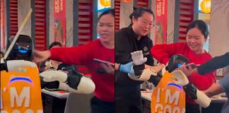#VIDEO // Robot ‘bailarín’ se sale de control en restaurante y pone a sudar a los empleados