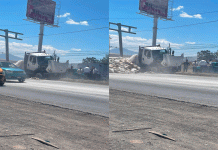 Accidente de camión con cemento provoca reducción de carriles y polvo en salida a Salamanca