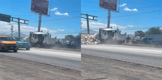 Accidente de camión con cemento provoca reducción de carriles y polvo en salida a Salamanca