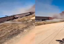 #VIDEO Captan momento del descarrilamiento de tren de carga en Aguascalientes