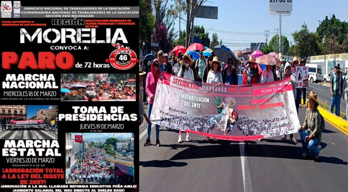 CNTE Michoacán desquiciara Morelia con paro de 72 horas; habra marchas y tomas de presidencias
