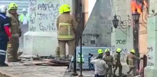 #VIDEO // Tensión en marcha del 8M bomberos son agredidos mientras atendían emergencias