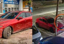Mujer acribilla con 15 balazos el auto de su ex afuera de un bar