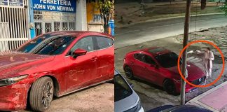 Mujer acribilla con 15 balazos el auto de su ex afuera de un bar