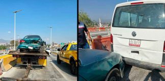 Se registra carambola vehicular en el Puente Eréndira, frente la Central de Abastos de Morelia