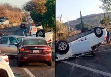 Se registra choque múltiple y volcadura en la Morelia–Salamanca