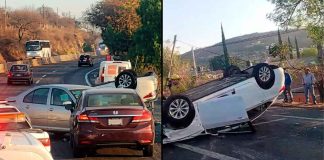 Se registra choque múltiple y volcadura en la Morelia–Salamanca