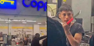 VIDEOS // Sujeto se encierra en COPPEL con arma blanca; asegura que el CJNG lo perseguía