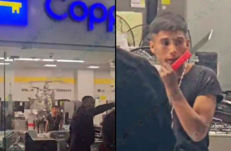 VIDEOS // Sujeto se encierra en COPPEL con arma blanca; asegura que el CJNG lo perseguía