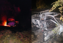 Delincuentes queman vehículos en la libre Pátzcuaro-Uruapan