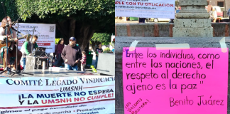 Viudas de trabajadores de la UMSNH cierran la Madero, exigen pagos de seguros de vida