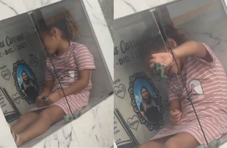 #VIDEO // Niña platica con la tumba de su madre