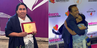 Roberto Monroy, felicitó a Juana Bravo, cocinera tradicional por su galardón en el Congreso de Michoacán