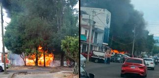 #VIDEO // Voraz incendio consume taller de hojalatería, en La Mora de Uruapan