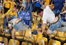 #VIDEO FUERTE // Aficionados de Tigres protagonizan brutal pelea en las gradas de ‘El Volcán’