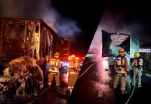 Arde tractocamión en la autopista Siglo XXI, dentro del municipio de Salvador Escalante