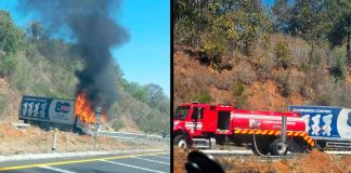 Vehículo de empresa Bimbo es incendiado en la Siglo XXI