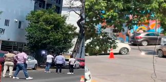 Cable de la CFE es reventado y genera cortocircuito en la avenida Lázaro Cárdenas de Morelia