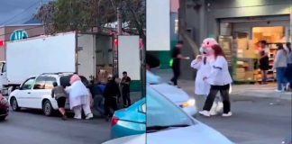 VIDEO | ¡Dr. Simi al rescate! Botarga se hace viral por ayudar a empujar una camioneta varada