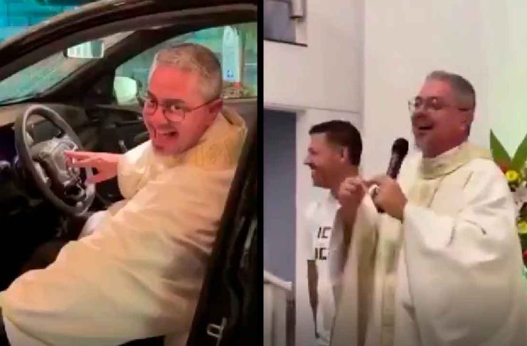 #VIDEO // Sacerdote se vuelve viral tras ganar auto en rifa organizada en su parroquia en Brasil