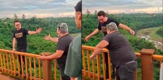 Padre salva a su hijo de lanzarse desde un puente en el último segundo