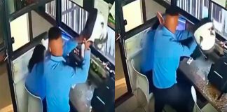 #VIDEO Hombre agrede a compañera de trabajo con un casco tras discusión