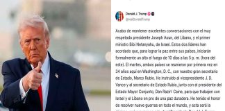 Trump anuncia alto al fuego entre Israel y Líbano; lo califica como histórico