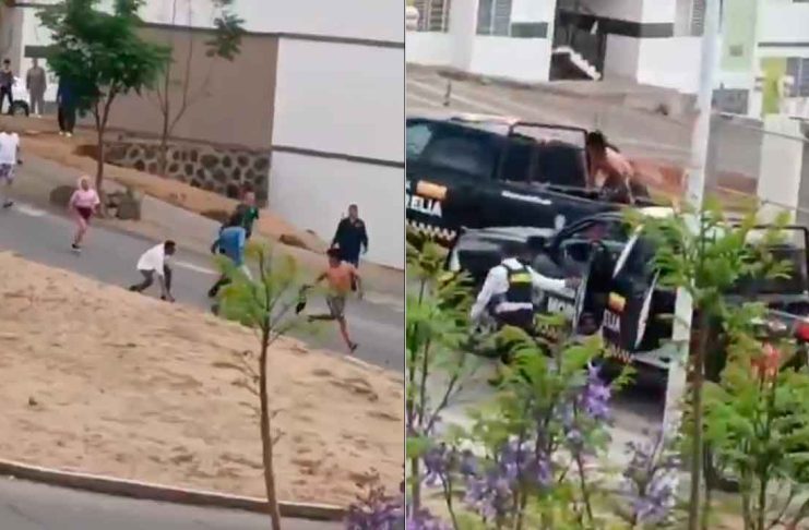 VIDEO | Acorralan a sujeto tras fuerte riña en Campo Nubes y él mismo pide ser detenido