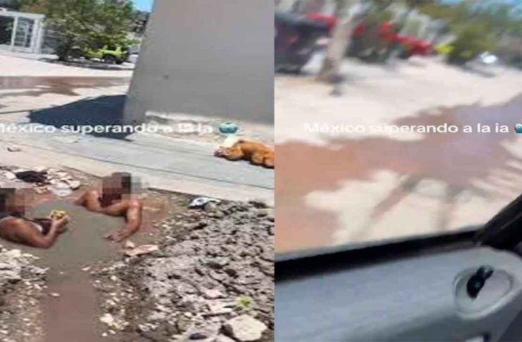 #VIDEO// De bache a bañera: convierten hoyo en la calle en alberca improvisada y se vuelve viral