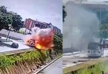 Explota autobús con cilindros explosivos frente al Batallón Pichincha en Cali; captan el momento en video