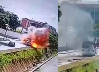 Explota autobús con cilindros explosivos frente al Batallón Pichincha en Cali; captan el momento en video