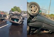 Dos heridos, saldo de aparatoso choque en Apatzingán