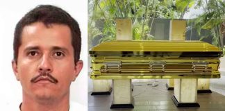 Exhiben ataúd dorado idéntico en el que habría sido sepultado “El Mencho”