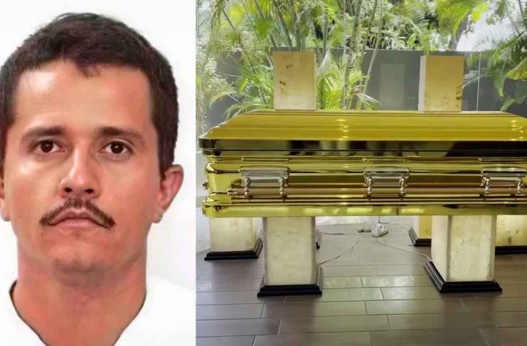 Exhiben ataúd dorado idéntico en el que habría sido sepultado “El Mencho”