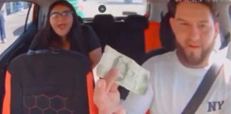 #VIDEO Mujer intenta estafar a conductor de DiDi con billete falso y lo amenaza con la “Ley Valeria”