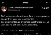 Claudia Sheinbaum reacciona a incidente con Donald Trump y condena la violencia