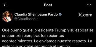 Claudia Sheinbaum reacciona a incidente con Donald Trump y condena la violencia