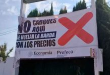 Primera gasolinera en Aguascalientes recibe lona de “No cargues aquí” de Profeco