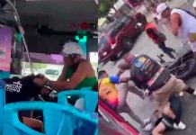 #VIDEO// Captan a hombre golpeando a mujer en autobús y pasajeros lo bajan para golpearlo