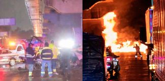 Policía estatal muere calcinado tras chocar contra pilar